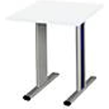 Schäfer Shop  Select Planova vergadertafel, vierkant, 800 x 800 mm, wit, accentlijsten gentiaanblauw