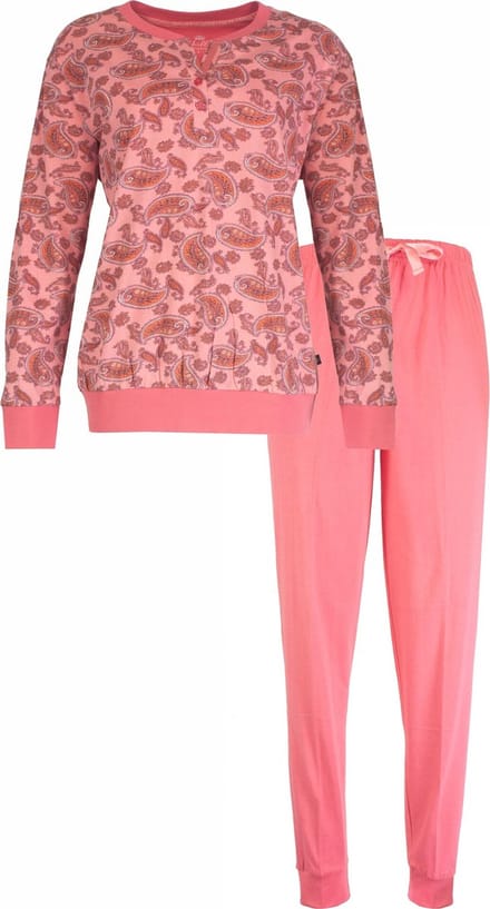 Medaillon Dames Pyjama Set - Paisley print - Katoen - Roze - Maat M