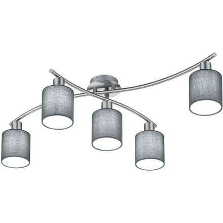 Trio Lighting Plafondlamp Garda - 5-flg. met grijze kappen