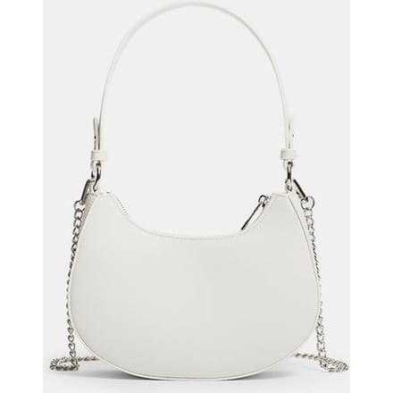 Stradivarius Maanvormige schoudertas met ketting  Wit OS
