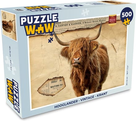 Puzzel Hooglander - Vintage - Krant - Legpuzzel - Puzzel 500 stukjes