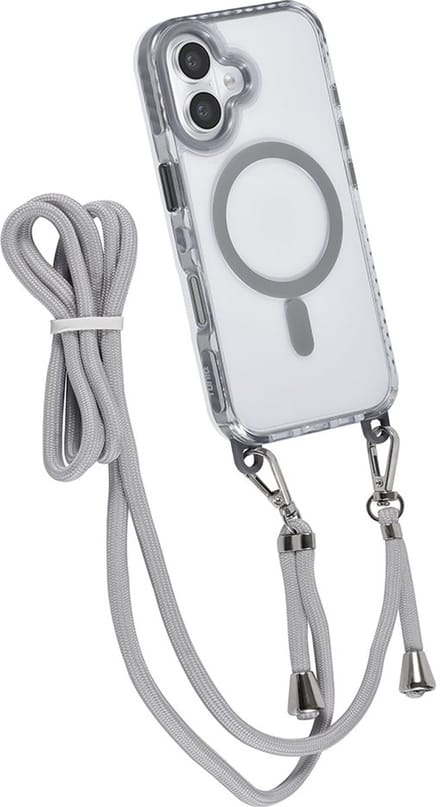 TUNIQ iPhone 16 Hoesje met Koord - MagSafe Compatible - Grijs