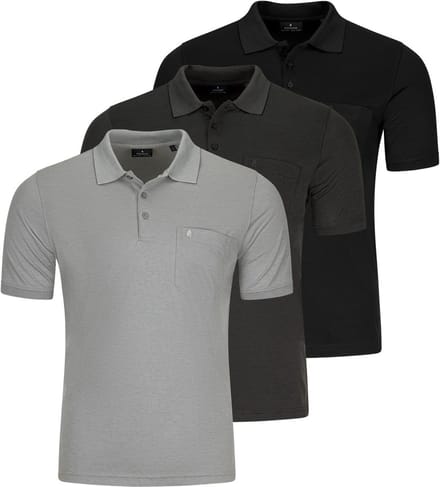 RAGMAN Heren poloshirt 3 pack Basic