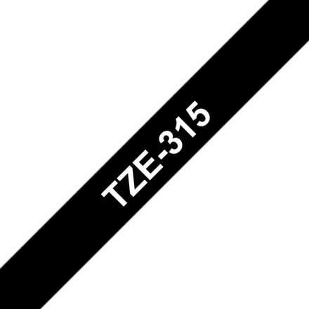 Brother TZe-315 wit op zwart labeltape – breedte 6 mm