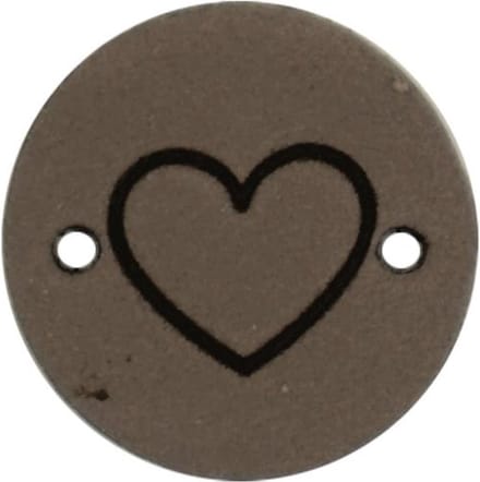 Durable Leren Label met Hartopdruk – 2 cm – Set van 2 Stuks