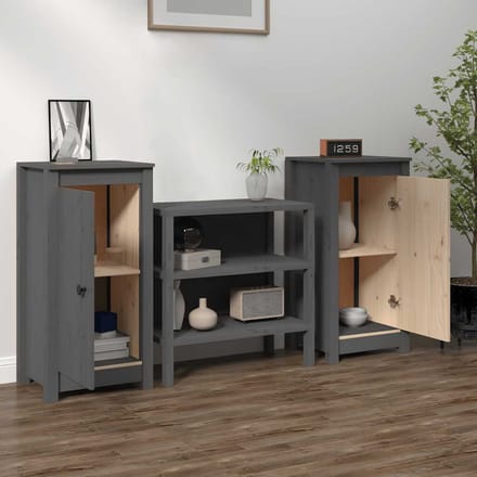 vidaXL - Dressoirs - 2 - st - 39x35x80 - cm - massief - grenenhout - grijs