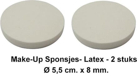 Rojafit Make-up sponsje - Latex - Ø 5,5 cm x 8 mm. - 2 stuks
