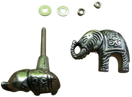 Pack of 2 Ethnic Safari Elephant Knobs Antique Brass