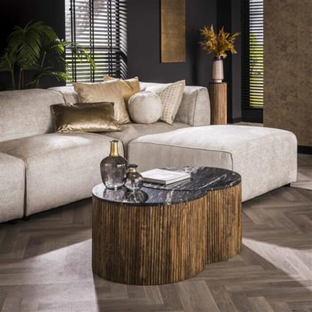 Hoyz salontafel set half moon midnight marmer set van 2