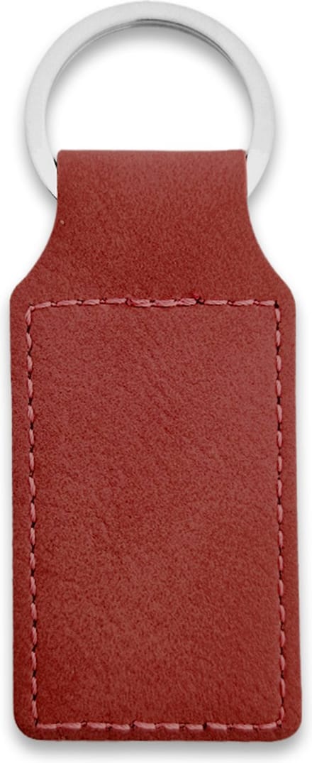 CombiCraft Blanco leren sleutelhanger rechthoek 33x70mm bordeaux rood - 5 stuks