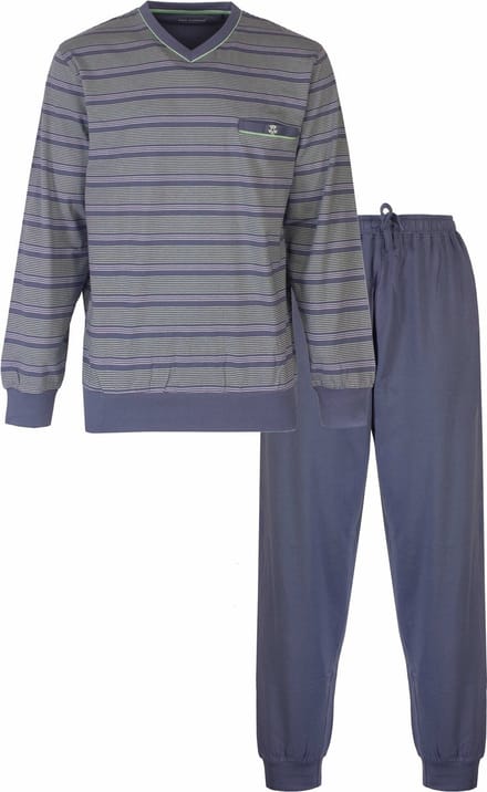 Paul Hopkins Heren Pyjama - Gestreept - Borstzakje - Blauw - Maat M