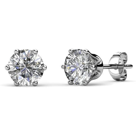 Solitaire M oorbellen - zilver en kristal