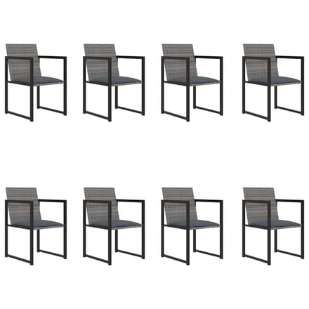 vidaXL - 9-delige - Tuinset - met - kussens - poly - rattan - grijs