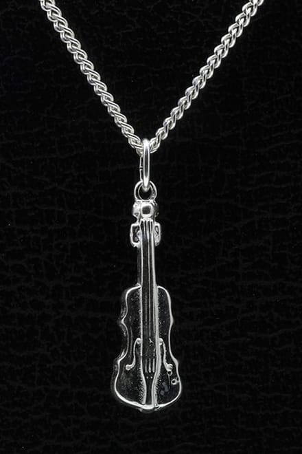 Zilveren Viool ketting hanger