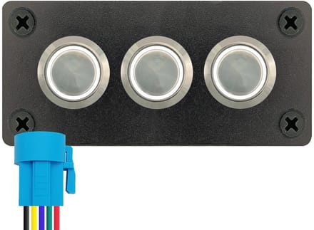 ProRide Metalen Drukschakelaars ON-OFF 220V - 16mm - Drievoudig inbouwpaneel - IP67 - LED indicatie Wit