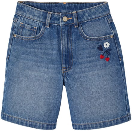 Vertbaudet Bermuda jeans met geborduurde bloemen