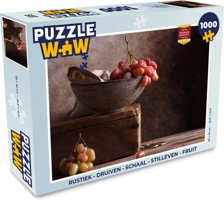 Puzzel Rustiek - Druiven - Schaal - Stilleven - Fruit - Legpuzzel - Puzzel 1000 stukjes volwassenen