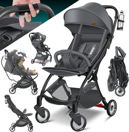 Lichte en Compacte Kinderwagen met 360° Draaibare Wielen en Regenhoes