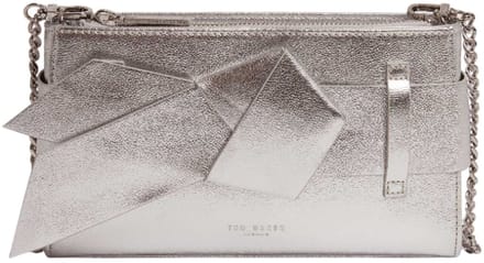Ted Baker clutch schoudertas Jimmah Soft PU Bow Clutch Bag Silver - Col zilverkleurig