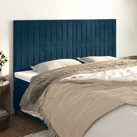 vidaXL - Hoofdbord - donkerblauw - 200x5x118/128 - cm - fluweel