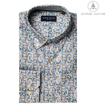 Chris Cayne - Blouse 1334 groen print LM en borstzak - maat L