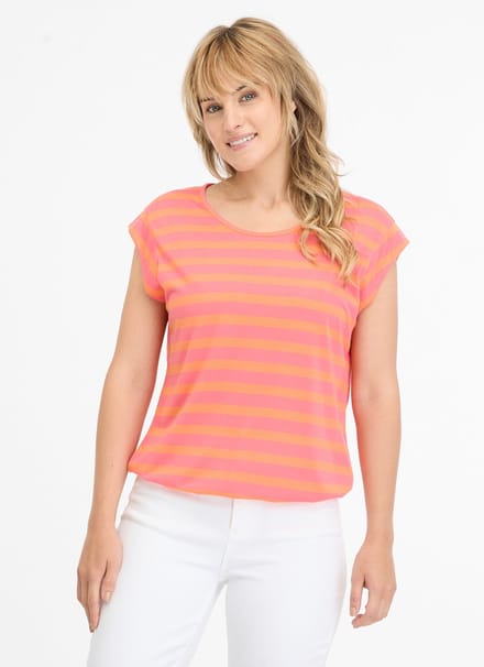 Shirt Tulsa roze/oranje gestreept Ragwear - maat S