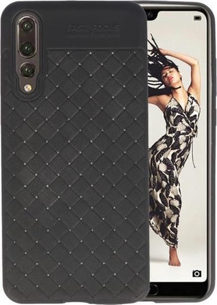 Zwart Geweven TPU case hoesje voor Huawei P20