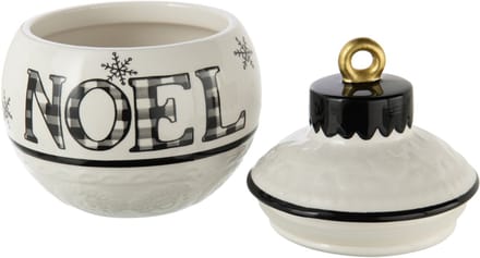 J-Line voorraadpot Kerstmis Bal Rond Dolomiet - keramiek - zwart/wit