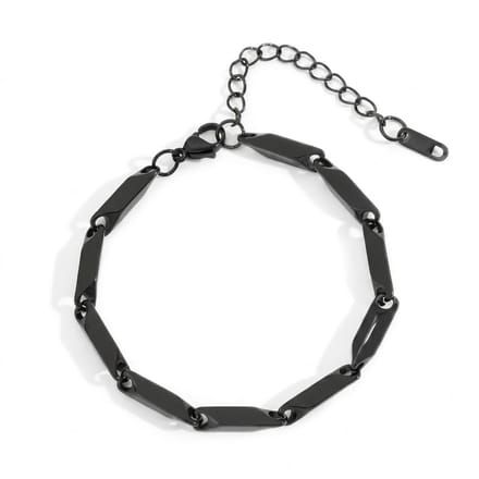 Heren zwartkleurige schakel armband met verstelbare sluiting