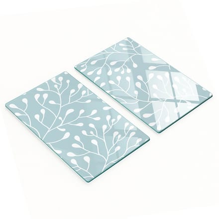 Set van twee decoratieve glazen keukenplanken met witte knoppen, 2x30x52 cm