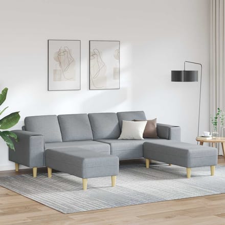 vidaXL - Woonkamerbank - 3 - st - Lichtgrijs - Polyester