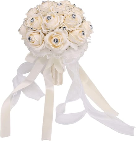 Bruidsboeket - Kunstbloemen Decoratie - Bruiloft Ceremonie - Direct Te Gebruiken - 25x20 cm