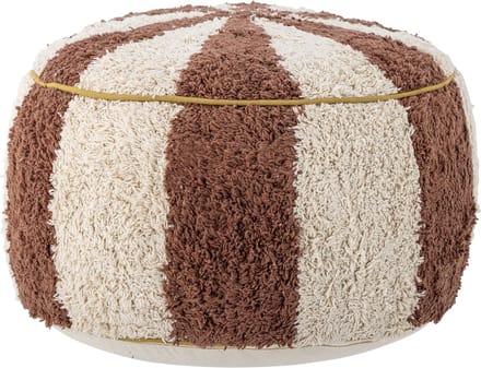 Bloomingville Poef Charoline katoen roestbruin/ gebroken wit Ø44cm