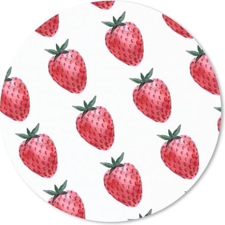 Muismat rond 20x20 cm - Mousepad Aardbei - Fruit - Wit - Ronde muismatten