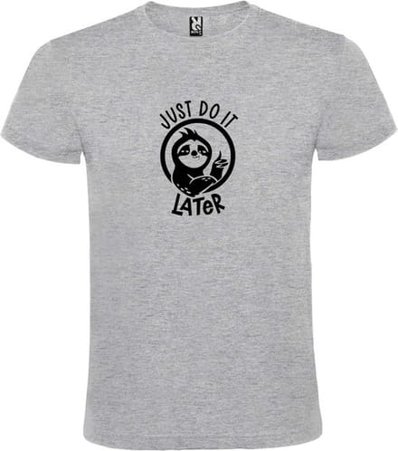 Grijs T shirt met print van " Just Do It Later " print Zwart size M