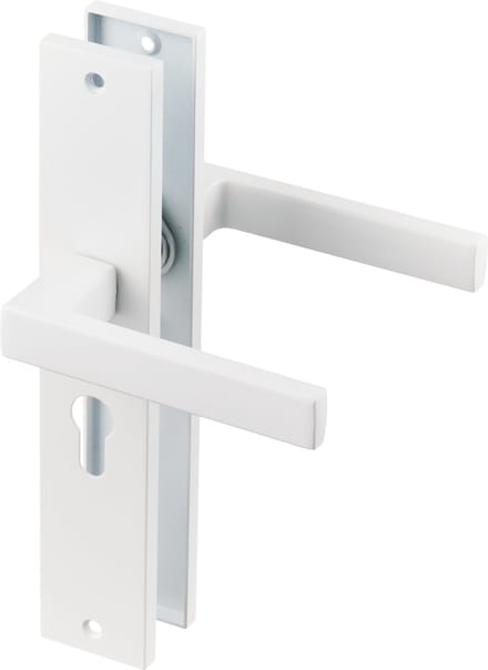 Lorto - Witte Deurklink - Cilindergat - Recht Lang Schild - PC 55mm