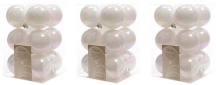 Decoris kerstballen - 36x st - parelmoer wit - D6 cm - kunststof - mat/glans - kerstversiering