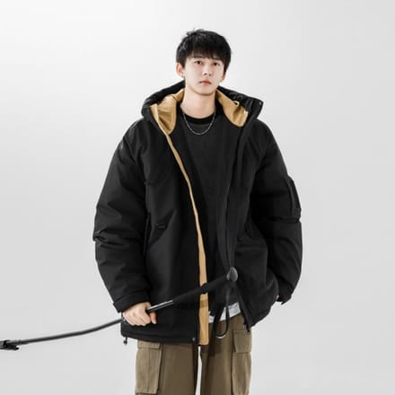 Doudoune simple d'hiver nouvelle version coréenne manteaux amples pour hommes et femmes 3XL black