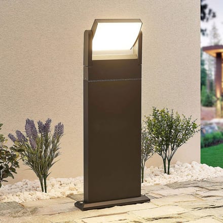 Lindby - LED buitenlamp - 1licht - aluminium, polycarbonaat - H: 60 cm - donkergrijs - Inclusief lichtbron