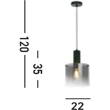 Searchlight Zweden hanglamp, 1-lamp, staal, glas, E27