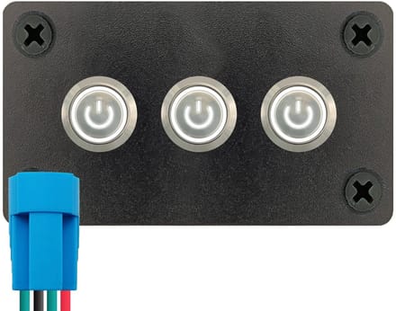 ProRide Metalen Drukschakelaars ON-OFF 220V - 12mm - Drievoudig inbouwpaneel - IP67 - LED indicatie Wit
