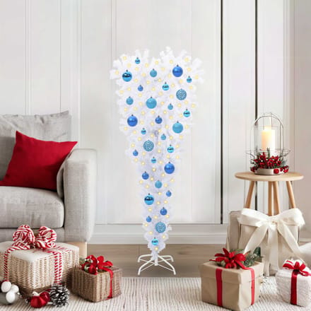 vidaXL - Kunstkerstboom - met - 150 - LED - Wit - 120 - cm - PVC - en - Staal