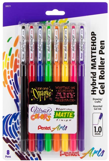 Pentel - Arts Hybrid Mattehop Gel Roller Pen - 1.0mm - 8 stuks - 28571