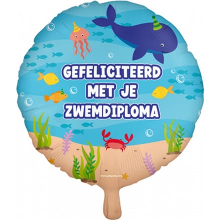 Folieballon - Zwemdiploma - 46cm - Zonder vulling