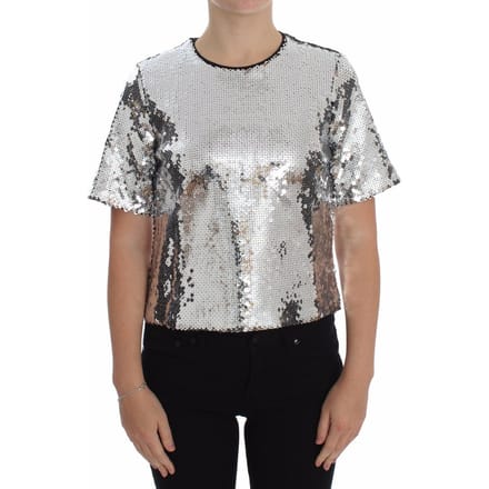 Dolce Gabbana Pailletten Top Zilver