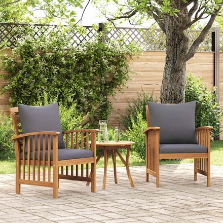 vidaXL - Tuinstoelen - 2 - st - met - kussens - massief - acaciahout