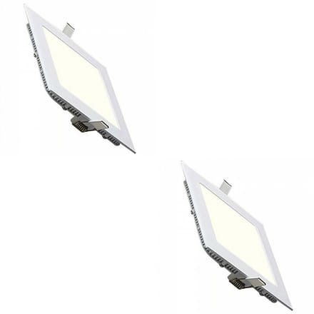 LED Downlight Slim 2 Pack - Inbouw Vierkant 3W - Natuurlijk Wit 4200K - Mat Wit Aluminium - 89mm