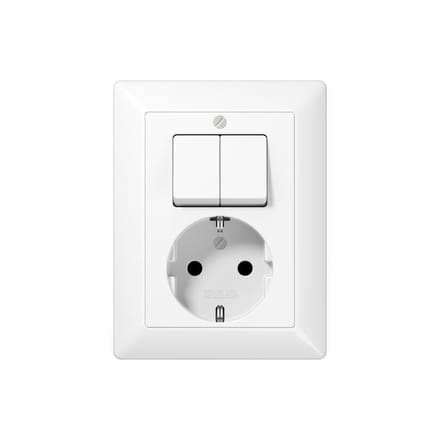 Jung AS 5575 EU WW Combinatiestopcontact Serie Alpine Wit - AS5575EUWW - E3N59