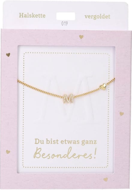 Depesche ketting goud met letter M en hart hanger - sieraden cadeau.