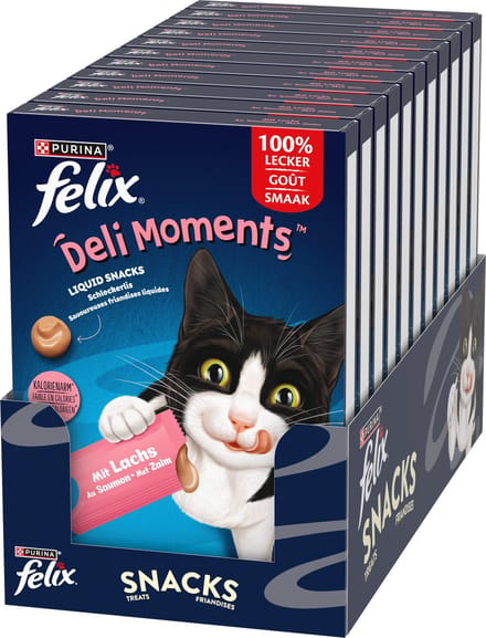 Felix Deli Moments - Kattensnack Liquid - Zalm - 44 x 10 g
